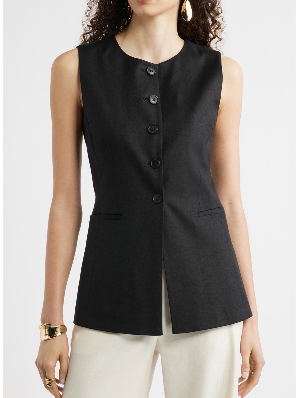 Nordstrom Linen Blend Longline Vest size 3x black perfect condition